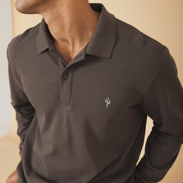 Long Sleeve Polo Cactus Anthracite