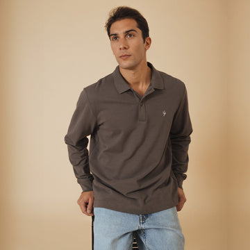 Long Sleeve Polo Cactus Anthracite