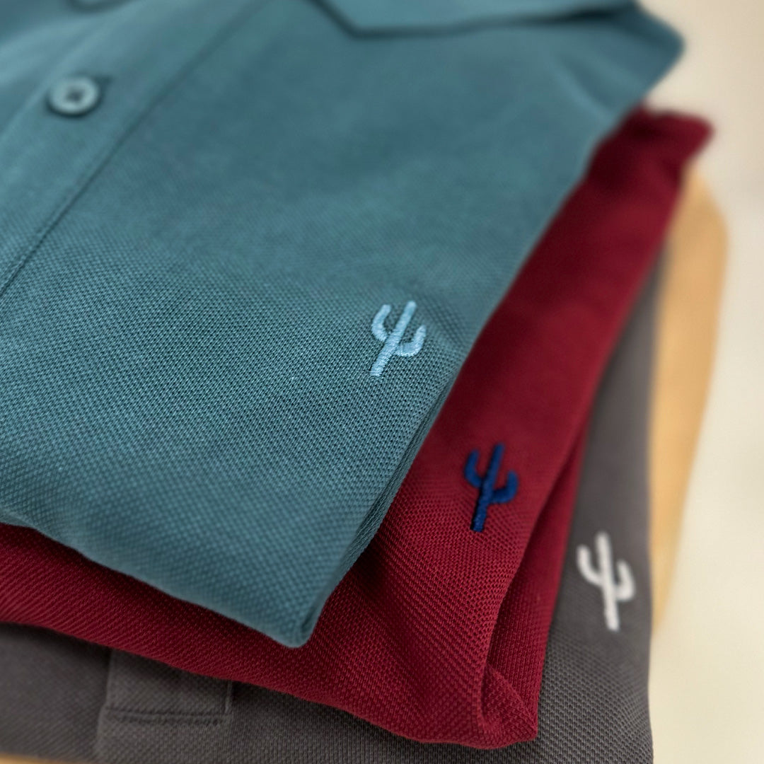 Long Sleeve Polo Cactus Burgundy